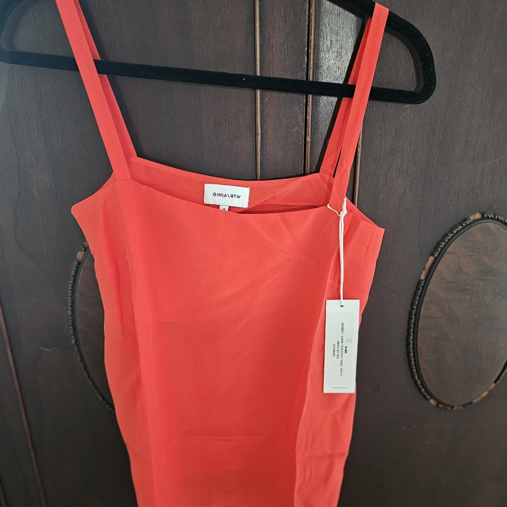Ginia RTW Red Chloe Camisole Top Small 100% Silk NWT